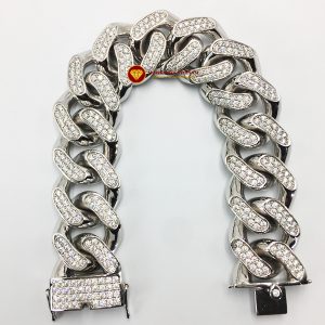 Lắc tay nam full kim cương moissanite vàng trắng 18k 1