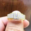 Nhẫn nam full kim cương tự nhiên tự nhiên kết hợp 3 viên chủ vàng 18k