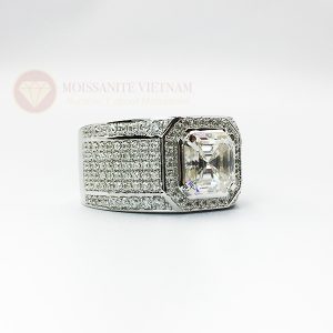 Nhẫn nam kim cương nhân tạo moissanite chủ asscher 8x8 2