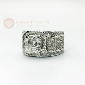 Nhẫn nam kim cương nhân tạo moissanite chủ asscher 8x8