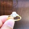Nhẫn nữ kim cương nhân tạo moissanite chủ oval vàng 18k