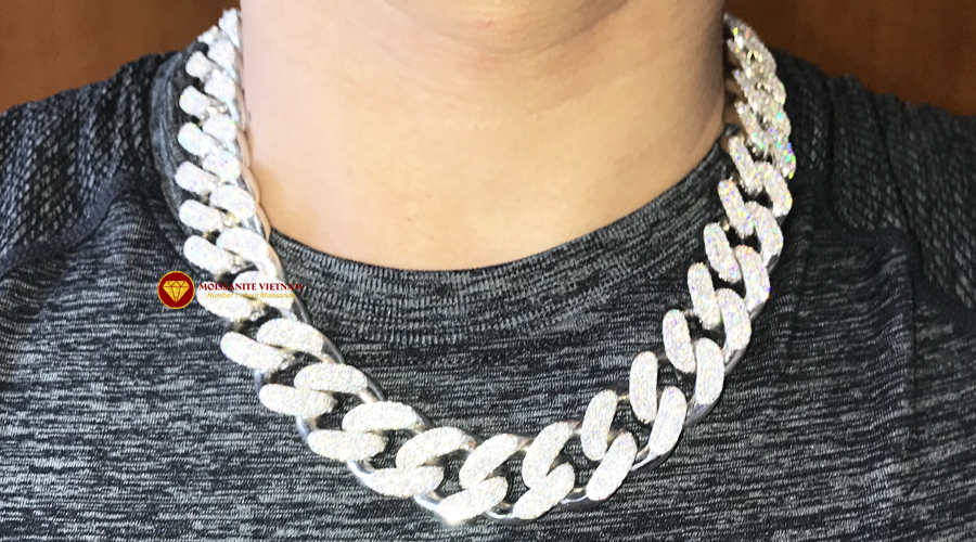 Dây chuyền kim cương nam vàng 18k Cuban Link 21