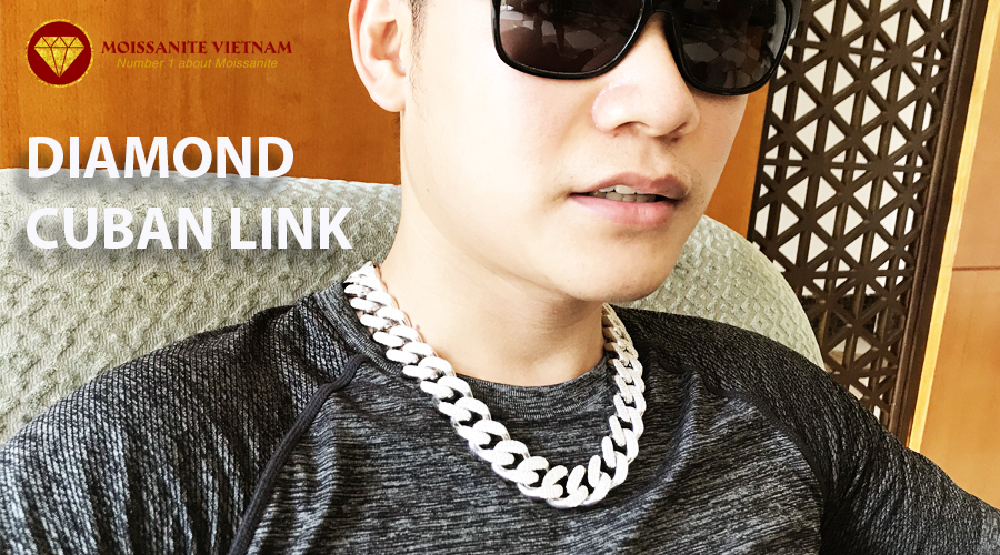 Dây chuyền kim cương nam vàng 18k Cuban Link