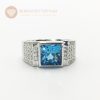 Nhẫn nam kim cương chủ princess xanh dương platinum 1