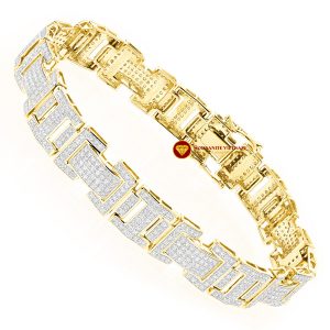 Lắc tay kim cương nam chữ H vàng 18k 4