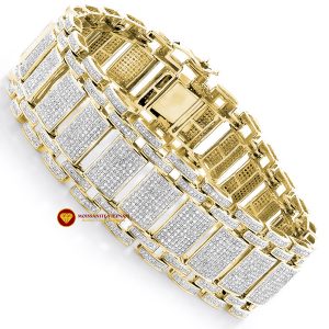 Lắc tay kim cương nam iced out pave vàng 18k 1