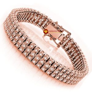 Lắc tay kim cương nam Row Prong vàng 18k 1