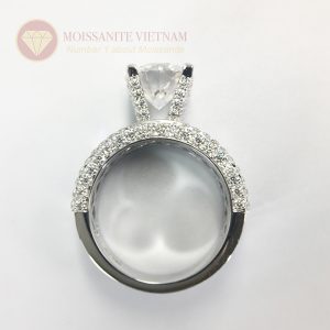 Nhẫn nam big boss xoàn mỹ moissanite chủ 10ly vàng trắng 18k 3