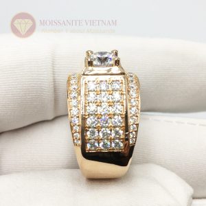 Nhẫn nam kim cương nhân tạo mỹ moissanite chủ 7ly2 vàng hồn 18k 1