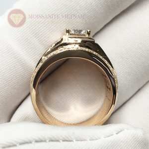 Nhẫn nam kim cương nhân tạo mỹ moissanite chủ 7ly2 vàng hồn 18k 3