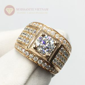 Nhẫn nam kim cương nhân tạo mỹ moissanite chủ 7ly2 vàng hồn 18k 4