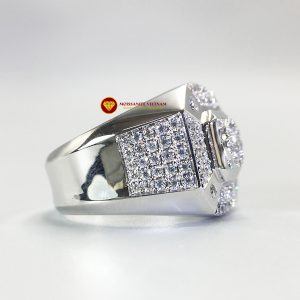 Nhẫn nam kim cương nhân tạo Mỹ moissanite chủ ghép vàng trắng 18k NO.1 2