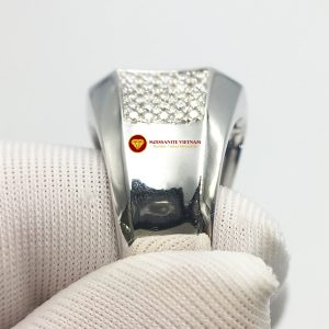 Nhẫn nam kim cương nhân tạo Mỹ moissanite chủ ghép vàng trắng 18k NO.1 3