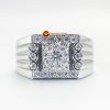 Nhẫn nam kim cương nhân tạo Mỹ moissanite chủ ghép vàng trắng 18k NO.10