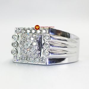 Nhẫn nam kim cương nhân tạo Mỹ moissanite chủ ghép vàng trắng 18k NO.10 2