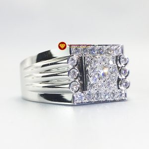 Nhẫn nam kim cương nhân tạo Mỹ moissanite chủ ghép vàng trắng 18k NO.10 5