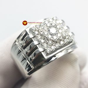 Nhẫn nam kim cương nhân tạo Mỹ moissanite chủ ghép vàng trắng 18k NO.11 1