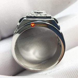 Nhẫn nam kim cương nhân tạo Mỹ moissanite chủ ghép vàng trắng 18k NO.11 2