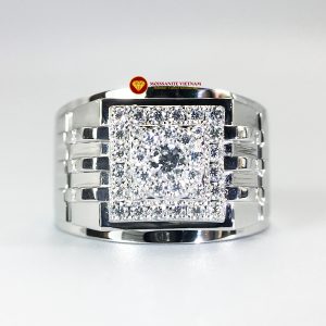 Nhẫn nam kim cương nhân tạo Mỹ moissanite chủ ghép vàng trắng 18k NO.11