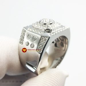 Nhẫn nam kim cương nhân tạo mỹ moissanite chủ ghép vàng trắng 18k no.2 4