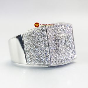 Nhẫn nam kim cương nhân tạo Mỹ moissanite chủ ghép vàng trắng 18k NO.3 1