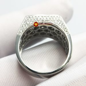 Nhẫn nam kim cương nhân tạo Mỹ moissanite chủ ghép vàng trắng 18k NO.3 3