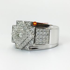 Nhẫn nam kim cương nhân tạo Mỹ moissanite chủ ghép vàng trắng 18k NO.4 1