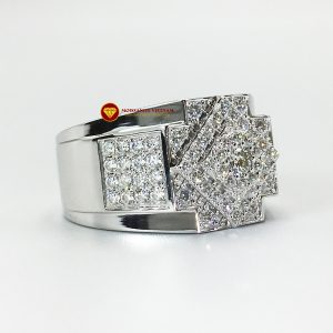 Nhẫn nam kim cương nhân tạo Mỹ moissanite chủ ghép vàng trắng 18k NO.4 2