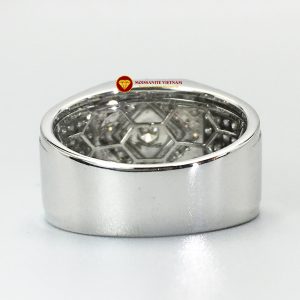 Nhẫn nam kim cương nhân tạo Mỹ moissanite chủ ghép vàng trắng 18k NO.4 3