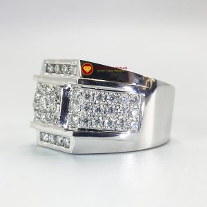 Nhẫn nam kim cương nhân tạo Mỹ moissanite chủ ghép vàng trắng 18k NO.5 1