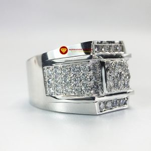 Nhẫn nam kim cương nhân tạo Mỹ moissanite chủ ghép vàng trắng 18k NO.5 2
