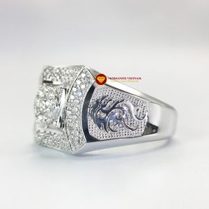 Nhẫn nam kim cương nhân tạo Mỹ moissanite chủ ghép vàng trắng 18k NO.6 2