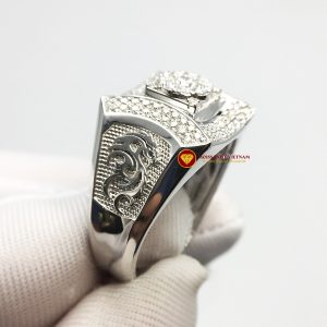 Nhẫn nam kim cương nhân tạo Mỹ moissanite chủ ghép vàng trắng 18k NO.6 3