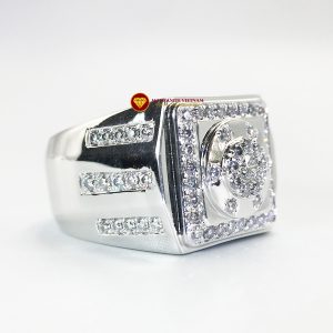 Nhẫn nam kim cương nhân tạo Mỹ moissanite chủ ghép vàng trắng 18k NO.7 1