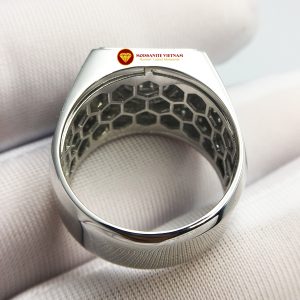 Nhẫn nam kim cương nhân tạo Mỹ moissanite chủ ghép vàng trắng 18k NO.7 3
