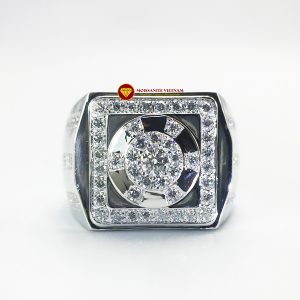 Nhẫn nam kim cương nhân tạo Mỹ moissanite chủ ghép vàng trắng 18k NO.7