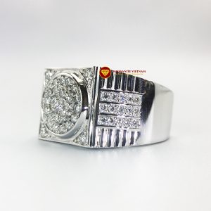 Nhẫn nam kim cương nhân tạo Mỹ moissanite chủ ghép vàng trắng 18k NO.8 1