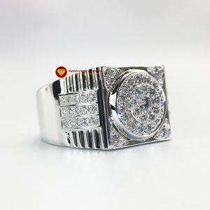 Nhẫn nam kim cương nhân tạo Mỹ moissanite chủ ghép vàng trắng 18k NO.8 2