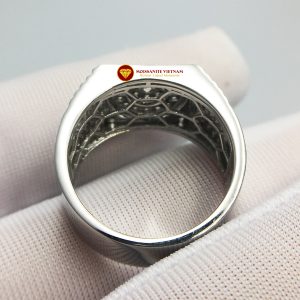 Nhẫn nam kim cương nhân tạo Mỹ moissanite chủ ghép vàng trắng 18k NO.8 3