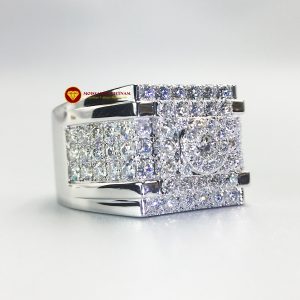 Nhẫn nam kim cương nhân tạo Mỹ moissanite chủ ghép vàng trắng 18k NO.9 2