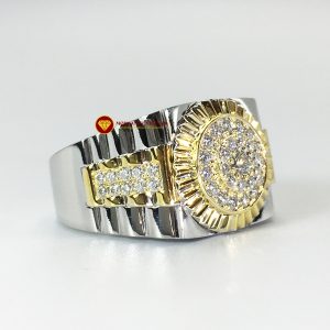 Nhẫn nam Rolex đai cứng kim cương nhân tạo moissanite và ghép vàng 18k 2