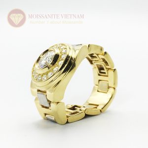 Nhẫn nam rolex đai mềm kim cương nhân tạo mỹ moissanite vàng 18k 1