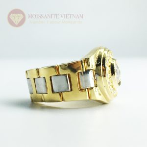 Nhẫn nam rolex đai mềm kim cương nhân tạo mỹ moissanite vàng 18k 2
