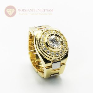 Nhẫn nam rolex đai mềm kim cương nhân tạo mỹ moissanite vàng 18k 3
