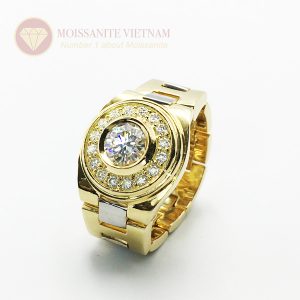 Nhẫn nam rolex đai mềm kim cương nhân tạo mỹ moissanite vàng 18k 4