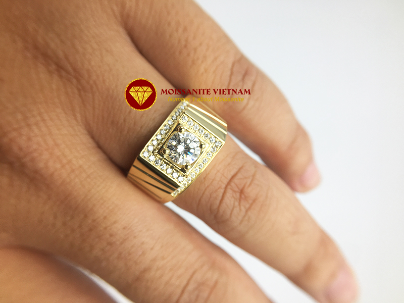 Nhẫn nam rolex full kim cương moissanite chủ 6ly3 vàng 18k 5