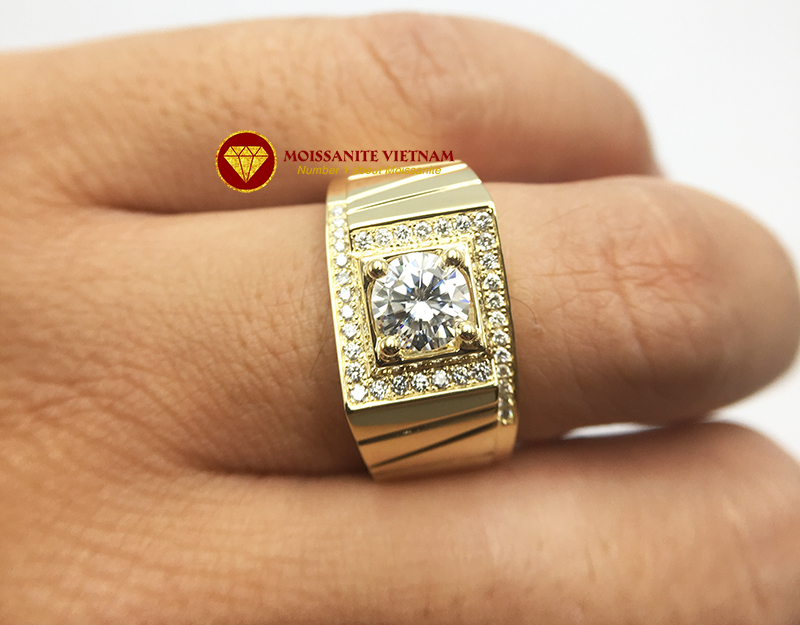Nhẫn nam rolex full kim cương moissanite chủ 6ly3 vàng 18k 6