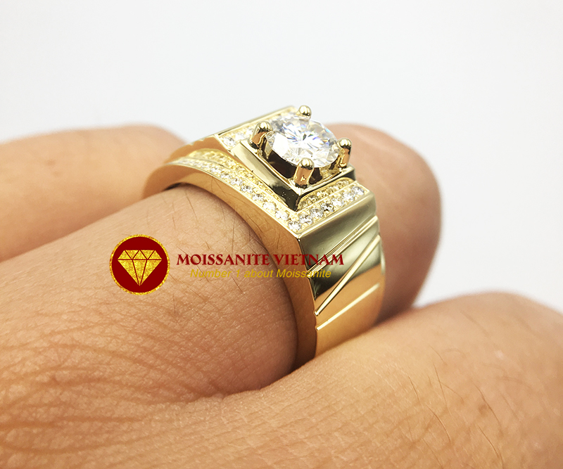 Nhẫn nam rolex full kim cương moissanite chủ 6ly3 vàng 18k 7