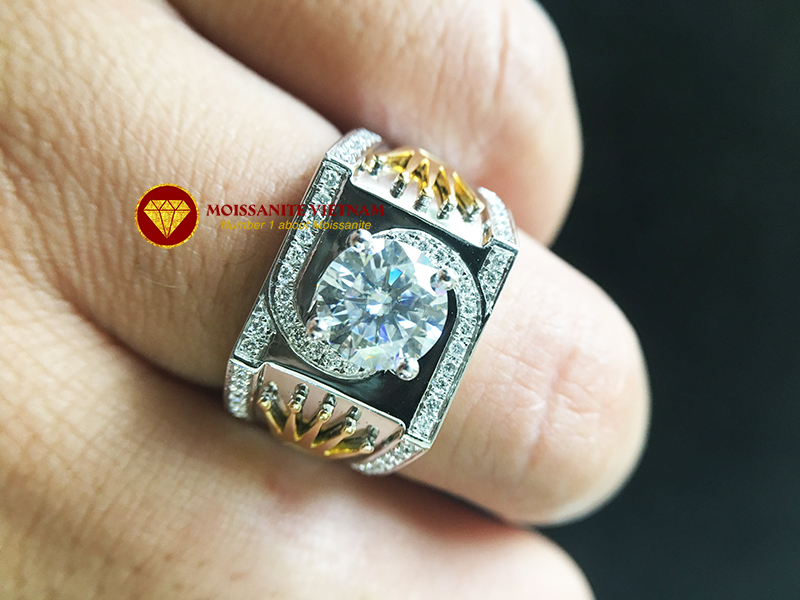 Nhẫn nam rolex full kim cương moissanite chủ 7ly5 vàng 18k 6