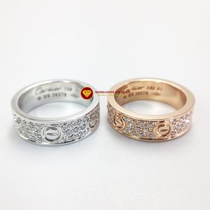 Nhẫn tình yêu love ring kim cương nhân tạo mỹ moissanite vàng 18k 1